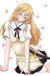  1girl apron blonde_hair canary_lly closed_eyes long_hair lying on_side smile sword todoroki_yachiyo weapon working!! 