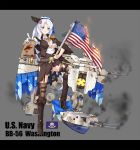  1girl america american_flag flag gun highres military military_uniform personification ship sirills smile solo tagme uniform uss_washington_(bb-56) warship weapon zhan_jian_shao_nyu 