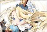  &gt;:o 1girl :o blonde_hair blue_eyes border charlotte_(granblue_fantasy) crown gauntlets granblue_fantasy ham_(points) long_hair open_mouth pointy_ears puffy_short_sleeves puffy_sleeves short_sleeves simple_background solo upper_body white_background 
