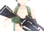  1girl breasts cleavage front-tie_bikini front-tie_top gloves gun head_out_of_frame kowaremashita metal_gear_(series) metal_gear_solid_v quiet_(metal_gear) rifle sniper_rifle solo weapon 