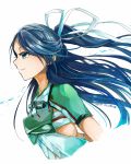  1girl arms_behind_back blue_eyes blue_hair character_request dated kantai_collection long_hair nagihashi_koko solo twitter_username 