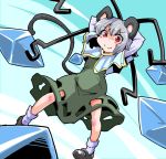  1girl animal_ears capelet grey_hair jewelry mouse_ears mouse_tail nazrin pendant red_eyes shinapuu short_hair smile solo tail touhou 