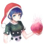  1girl blob blue_eyes blue_hair doremy_sweet dress keemoringo looking_at_viewer nightgown short_hair short_sleeves simple_background smile solo touhou upper_body white_background 