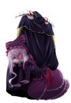  ainz_ooal_gown blush breath dress excited frilled_dress frills masochism overlord_(maruyama) red_eyes ribbon robe shalltear_bloodfallen silver_hair skeleton undead vampire 