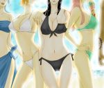  4girls beach bikini black_bikini black_hair blue_bikini blue_hair breasts cleavage food front-tie_bikini front-tie_top gradient gradient_background green_bikini hand_on_hip head_out_of_frame ice_cream jewelry_bonney long_hair multiple_girls nami_(one_piece) navel nefertari_vivi nico_robin one_piece open_mouth orange_hair parted_lips pink_hair sarong short_hair side-tie_bikini sideboob swimsuit tagme tattoo thigh_gap trafalgar_law white_bikini white_swimsuit xla009 