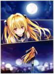  1girl absurdres blonde_hair dress highres konjiki_no_yami long_hair night red_eyes sky solo to_love-ru twintails yabuki_kentarou 