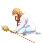  1girl crying falan_(magi) green_eyes long_hair magi_the_labyrinth_of_magic orange_hair siat simple_background sitting solo staff twintails white_background 