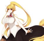  1girl animal_ears blonde_hair breasts centaur centorea_shianus highres horse_ears large_breasts long_hair monster_girl monster_musume_no_iru_nichijou pointy_ears ponytail solo teru_(renkyu) very_long_hair 