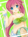  1girl ball beachball blue_eyes key_(company) lettuce_swimwear little_busters!! pink_hair saigusa_haruka swimsuit ura_(ura-tennislove) 