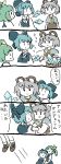  animal_ears blue_dress blue_hair bow cirno daiyousei dress green_hair grey_hair hair_bow ice ice_wings mouse_ears multiple_girls nazrin short_hair side_ponytail tail touhou translation_request vanila_ice_ice wings 