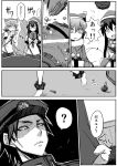  1boy 5girls ? admiral_(kantai_collection) akashi_(kantai_collection) akatsuki_(kantai_collection) alternate_costume barefoot christmas_tree comic covering_mouth glasses hand_over_own_mouth hat ikazuchi_(kantai_collection) kantai_collection long_hair minarai mittens monochrome multiple_girls northern_ocean_hime ooyodo_(kantai_collection) santa_hat scarf shinkaisei-kan sleeve_tug spoken_question_mark tears translated 