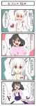  &gt;_&lt; 2girls 4koma animal_ears black_hair carrot_necklace closed_eyes comic fujiwara_no_mokou heart highres inaba_tewi maid multiple_girls open_mouth rabbit_ears te_toga touhou translation_request wallet white_hair 