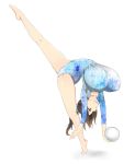  1girl breasts brown_hair gymnastics highres huge_breasts leotard nehani_(tworship) ponytail red_eyes rhythmic_gymnastics solo 