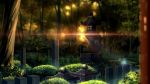  bush forest fushimi_inari_taisha highres lens_flare nature niko_p no_humans original scenery shrine stone_lantern sunlight sunset tree 