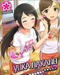  black_hair blush character_name closed_eyes dress idolmaster idolmaster_cinderella_girls long_hair low_twintails nakano_yuka smile stars twintails 