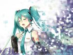  1girl aqua_hair caffein closed_eyes detached_sleeves hatsune_miku highres long_hair open_mouth solo twintails vocaloid 