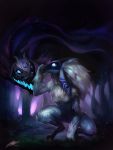  1girl commentary_request highres kindred league_of_legends long_hair mask phantom_ix_row pointy_ears spirit weapon wolf 