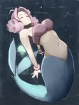  1girl bandeau breasts closed_eyes densetsu_no_stafy drill_hair jewelry mermaid monster_girl navel open_mouth pink_hair short_hair solo tamatama_(nekokalpis) underwater 