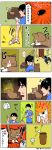  1boy artist_self-insert black_hair cat cockroach comic commentary_request couch emphasis_lines highres insect kounoike_tsuyoshi original translated trash_can twitter_username 