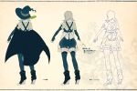  1girl character_sheet from_behind grey_hair hat mepo_(raven0) pixiv_fantasia pixiv_fantasia_fallen_kings short_hair sleepy_(mepo) solo thigh-highs translation_request witch_hat 