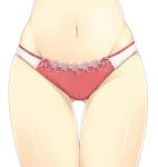  1girl ass_visible_through_thighs hakurei_reimu haruki_5050 head_out_of_frame highres hips lace-trimmed_panties lower_body navel panties red_panties solo thigh_gap thighs touhou underwear 