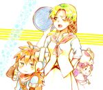  1boy grandia grandia_i highres justin_(grandia) lily_the_skull long_hair mother_and_son multiple_girls purple_hair sue_(grandia) 