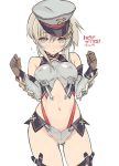  bare_shoulders blade_(galaxist) character_request covered_nipples elbow_gloves gloves grey_hair hat midriff navel suspenders 