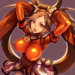 breasts brown_hair detached_sleeves guilty_gear guilty_gear_xrd hair_ring impossible_clothes kin_mokusei kuradoberi_jam large_breasts twintails