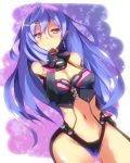  1girl artist_request blue_hair breasts cleavage elbow_gloves gloves highres iris_heart long_hair navel neptune_(series) purple_hair pururut red_eyes solo source_request symbol-shaped_pupils very_long_hair 