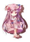  blush chibi dress hat long_hair patchouli_knowledge purple_eyes touhou violet_hair 