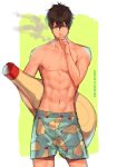  1boy 2015 abs black_eyes boxers brown_hair cigarette gintama hijikata_toushirou holding kanapy male_focus shirtless smoke smoking solo underwear 