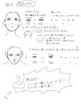  1girl directional_arrow eyes facial_hair how_to monochrome mustache nose original short_hair simple_background translation_request upper_body white_background xie 