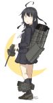  1girl black_hair kantai_collection kawashina_(momen_silicon) long_hair machinery mikazuki_(kantai_collection) school_uniform serafuku yellow_eyes 