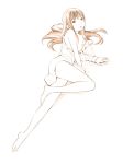  1girl barefoot dress_shirt long_hair monochrome original shirt sketch solo traditional_media yoshitomi_akihito 