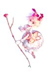  1girl artist_name bow choker flower gem gloves hair_ribbon hairband holding_weapon kaname_madoka kneehighs magical_girl mahou_shoujo_madoka_magica pink_hair pink_shoes puffy_short_sleeves puffy_sleeves red_eyes ribbon rose shoes short_sleeves short_twintails simple_background solo soul_gem tears tobbang twintails white_background white_gloves white_legwear 