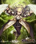  1girl angel angel_wings blonde_hair brown_eyes halo highres long_hair matsui_hiroaki official_art shingeki_no_bahamut solo sword weapon wings 