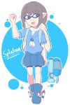  1girl artist_request bangs blue_eyes brown_hair copyright_name fusion inkling oounabara_to_wadanohara open_mouth sidelocks solo splatoon wadanohara 