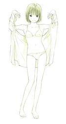  1girl barefoot bikini monochrome original sketch solo swimsuit traditional_media yoshitomi_akihito 