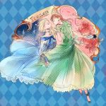  2girls alternate_costume anna_(frozen) blonde_hair bou_(maimoca501) braid closed_eyes elsa_(frozen) flower frozen_(disney) gloves incest multiple_girls orange_hair siblings sisters twin_braids yuri 