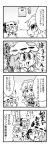  /\/\/\ 2girls 4koma :3 :d ? bat_wings bow brooch chibi comic commentary detached_wings hat hat_bow izayoi_sakuya jewelry maid_headdress mob_cap monochrome multiple_girls noai_nioshi open_mouth patch puffy_short_sleeves puffy_sleeves remilia_scarlet short_sleeves smile sweat touhou translated wings |_| 