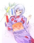  1girl ayanami_rei blue_hair blush breasts highres japanese_clothes kimono nanako_(artist) neon_genesis_evangelion red_eyes solo tanabata tanzaku yukata 