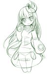  1girl ico_(green_bullet) kimidori_(ico) long_hair looking_at_viewer monochrome original simple_background sketch solo very_long_hair white_background 