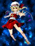  bobby_socks cherry_blossoms flandre_scarlet floral_background forest fragran0live hat mary_janes nature outstretched_arms ponytail red_eyes shoes short_hair side_ponytail socks solo touhou wings 