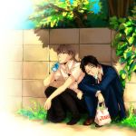  adachi_tohru bag formal male narukami_yuu persona persona_4 saeuchobab seta_souji shopping_bag sitting suit tonkotsu_ramen 