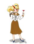 bishoujo_senshi_sailor_moon blonde_hair cosplay horn horns hoshiguma_yuugi kino_makoto kino_makoto_(cosplay) long_hair nishin nishindoh pointy_ears ponytail red_eyes sakazuki school_uniform skirt solo touhou