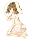  barefoot bunny_ears feet hina_(pico) hina_(pixiv) inaba_tewi kneeling lowres rabbit_ears red_eyes short_hair touhou 