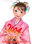  2004 brown_hair japanese_clothes kimono ryu_(artist) solo traditional_clothes 