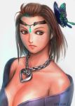  brown_eyes brown_hair butterfly butterfly_hair_ornament circlet hair_ornament jewelry necklace realistic ryu_(artist) 