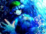  blue_eyes blue_hair hair_bobbles hair_ornament hanada_hyou hat kawashiro_nitori short_hair solo touhou twintails 