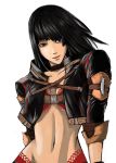  black_eyes black_hair choker furubokko hana_(last_remnant) hannah_(last_remnant) jacket midriff navel simple_background smile solo the_last_remnant 